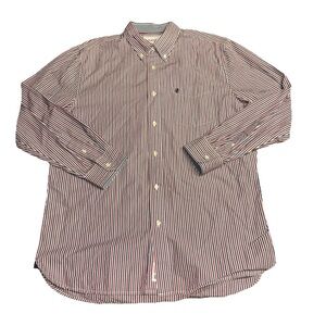 Stafford Prep Men's Red White Blue Striped Button Down Shirt Size XL Preppy Y2K